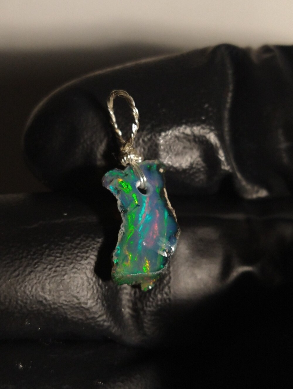Natural Smoked Black Opal Rough Sterling Silver Pendant